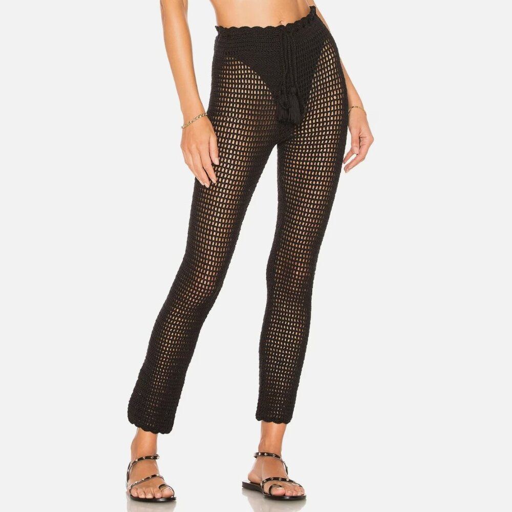 Majorelle Crochet Pants hilary open knit womens Black small swim beach vacation